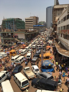 The traffic in downtown Kampala
